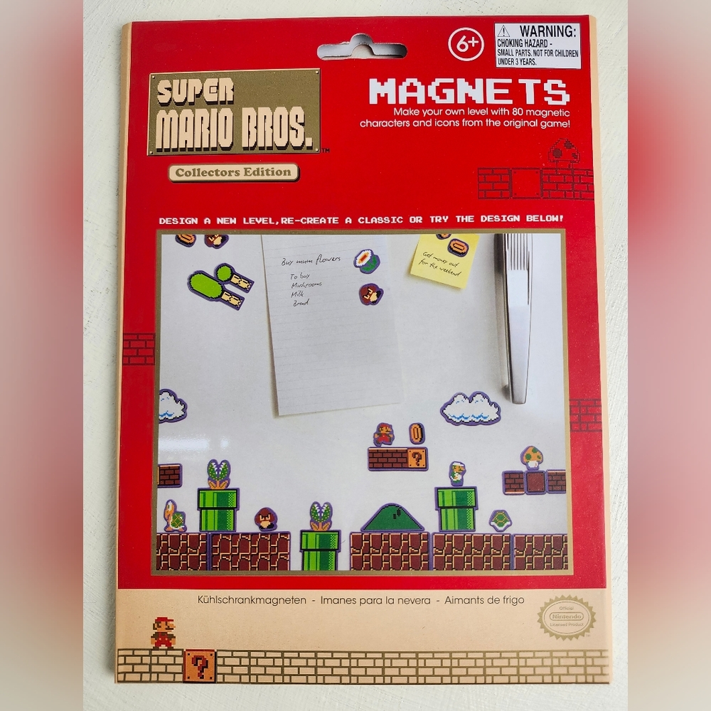 Super Mario Brothers Game Set of 80 Icons Refrigerator Magnets NEW SEALED